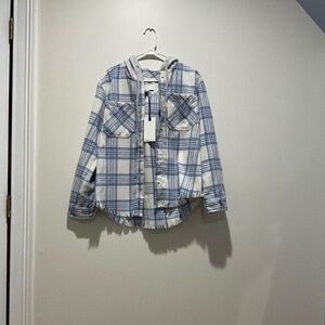 Women's Light Blue Flannel w/ Hood